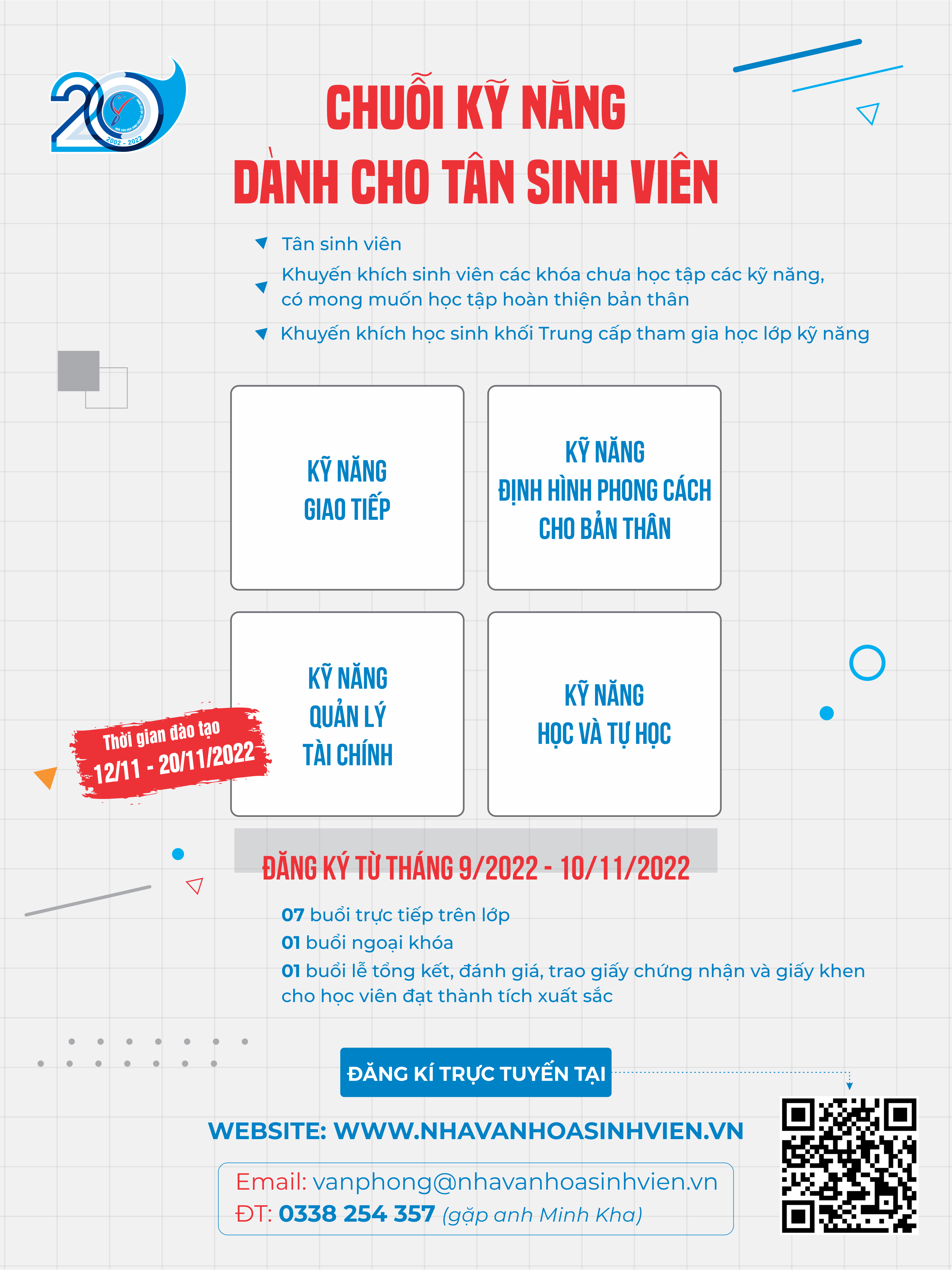 Chiêu sinh lớp học Kỹ năng dành cho Tân sinh viên